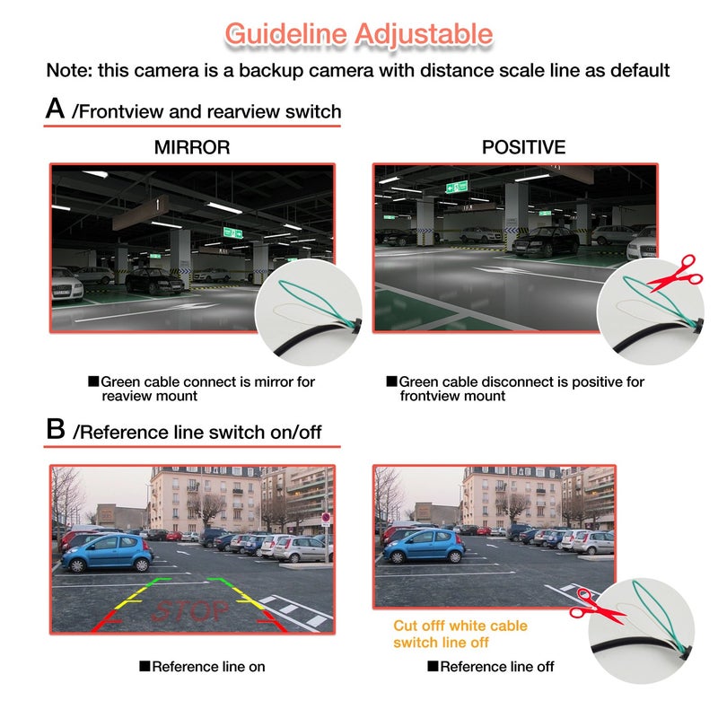 NOAUKA HD Universal Backup Camera, 480p CMOS, 2 Installation Options, Waterproof, 12V, Car Monitor Compatible - Image 4