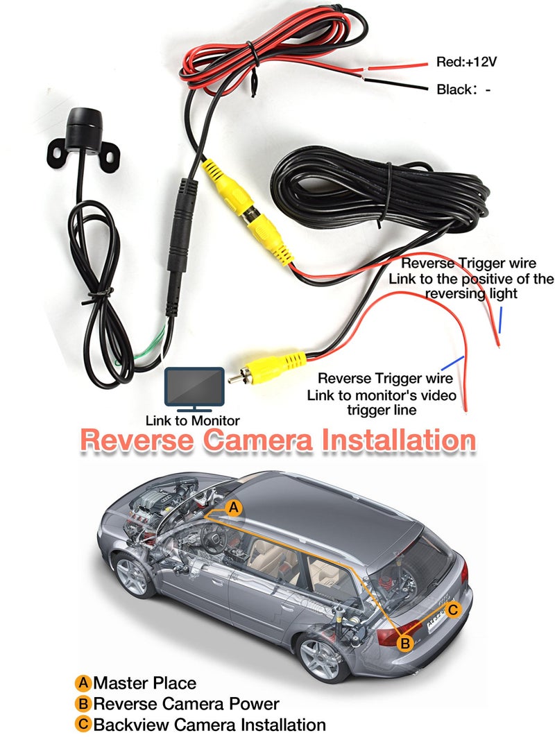 NOAUKA HD Universal Backup Camera, 480p CMOS, 2 Installation Options, Waterproof, 12V, Car Monitor Compatible - Image 5
