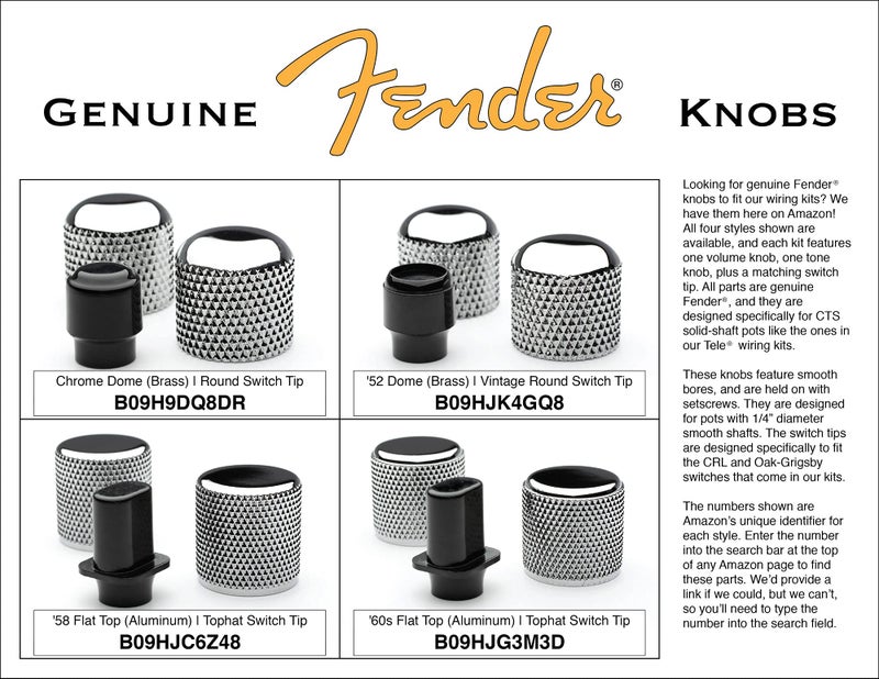 ToneShaper Genuine Fender Knob Kit, Telecaster, Pure Vintage '52 w/Vintage Round Switch Tip - Image 4