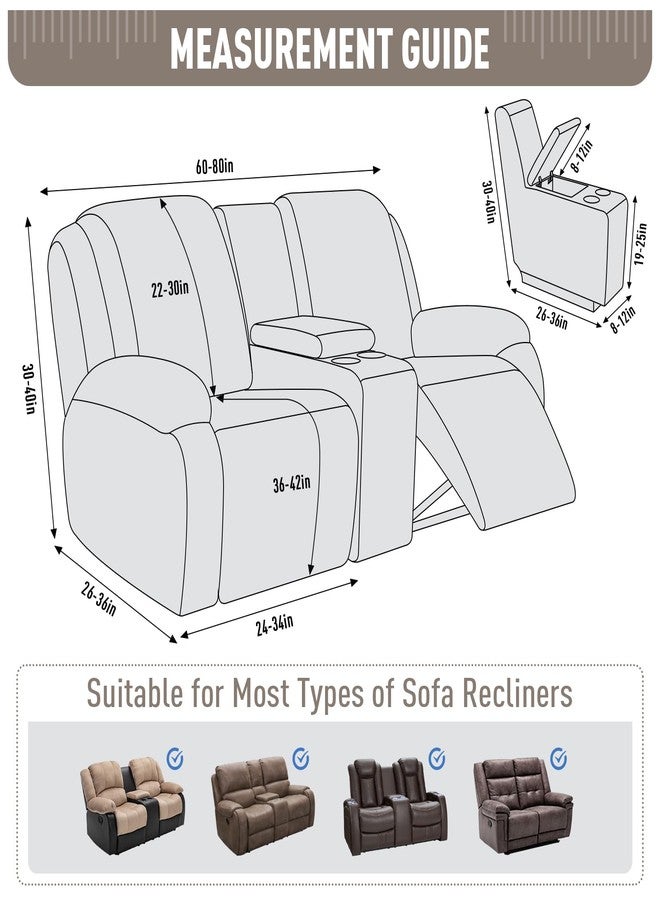 TAOCOCO Loveseat Recliner Cover with Middle Console, Stretch Loveseat Cover for 2 Seat Recliner Couch, Jacquard Reclining Sofa Covers Loveseat Slipcover Furniture Protector, Pale Brown - Image 5