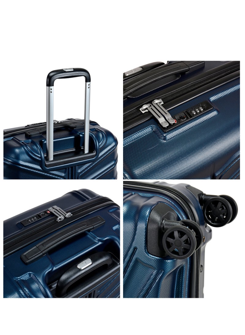 إيمينينت حقيبة سفر صلبة كبيرة بعجلات دوارة مزدوجة هادئة وقفل ، كحلي داكن - Image 4