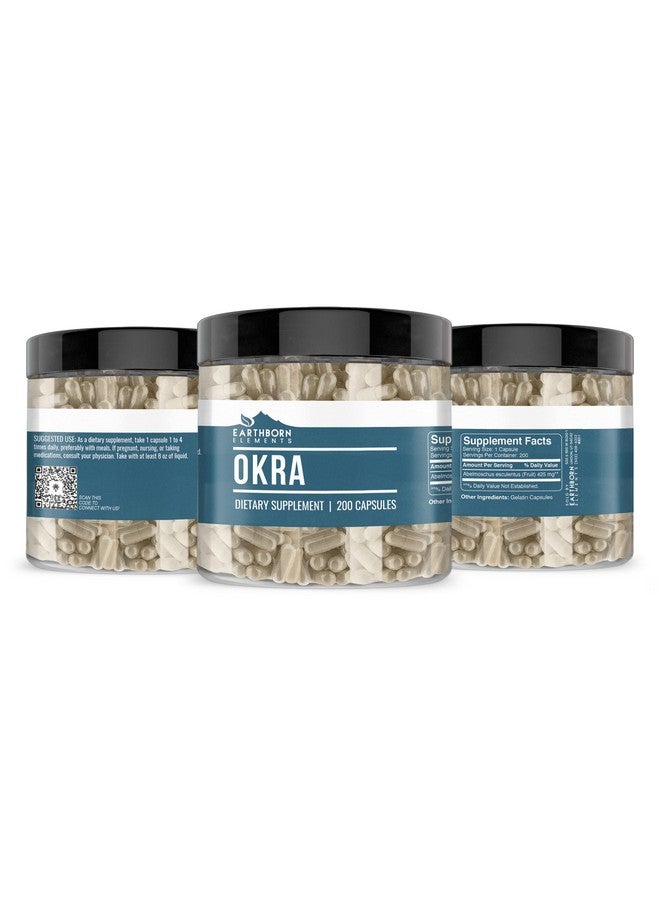 Earthborn Elements Okra Extract 200 Capsules, Pure & Undiluted, No Additives - Image 2