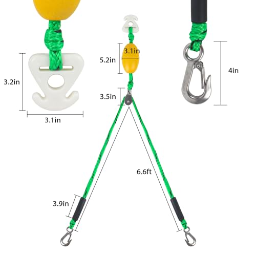 ORLANG 12FT Boat Tow Harness for Tubing, Water Ski Tow Rope Boat Harness with Stainless Steel Big Hooks, Boat Tow Rope for Watersports, Self Centering Tow Harness for Boat Water Sport Jet Ski Wakeboarding - Image 2