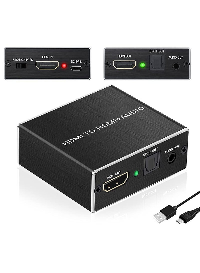Mini HDMI to HDMI Audio Extractor Splitter – 4K@60Hz HDMI SPDIF & Toslink Converter with 3.5mm Stereo Output - Image 2