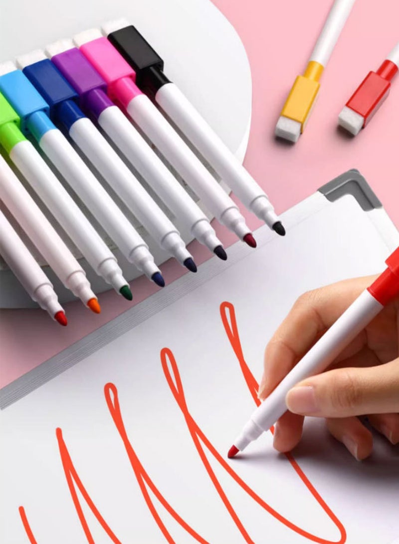 Adando [24 pcs] 3 Sets of 8 Vibrant Colors with Storage Bucket,Low-Odor, Built-in Erasers, Dry Erase Markers for Kids, School, Office, Home, White Board Markers for Whiteboard, Fridge, Calendar (8 Color) - Image 3