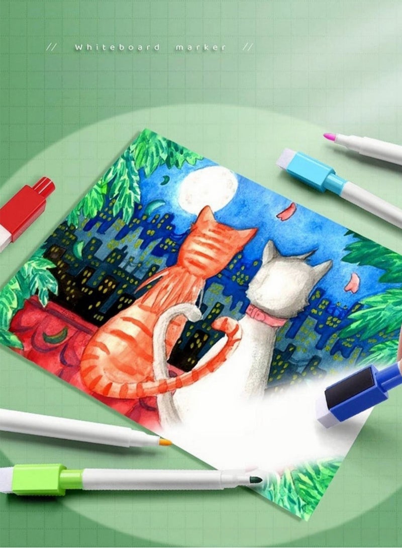 Adando [24 pcs] 3 Sets of 8 Vibrant Colors with Storage Bucket,Low-Odor, Built-in Erasers, Dry Erase Markers for Kids, School, Office, Home, White Board Markers for Whiteboard, Fridge, Calendar (8 Color) - Image 4