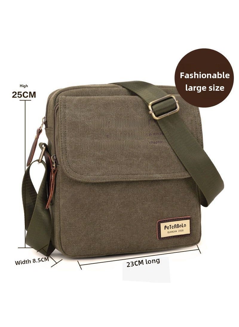 Generic - 2023 Mens Premium Canvas Bag Thickened Durable Casual Korean Style MessengerArmy Green Army Green - Image 1