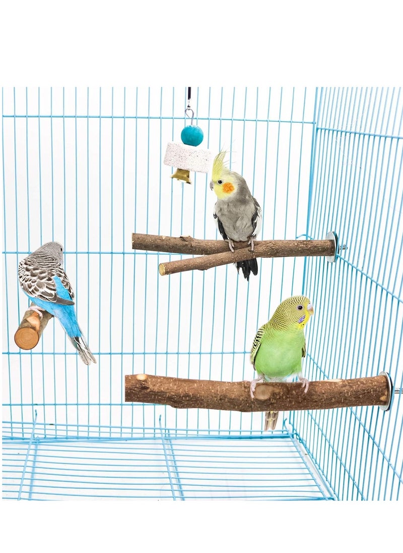 Excefore - 4 Pack Natural Wood Bird Perch Parrot Stand Branches Fork Toys, Pet Bird Cage Wooden Hanging Perch Platform Hammock Swing Toy for Small Parakeets, Budgies, Cockatiels, Conures, Macaws, Finches - Image 1