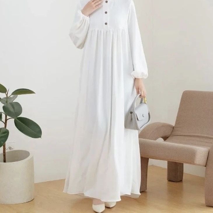 2026 New Women's Solid Color Loose Robe Dress, Fashionable Casual Long Dress with Long Sleeves