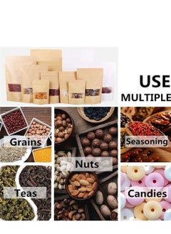 Generic 50 Pcs Self Sealing Sealable Packaging Paper Bags 12*20cm Waterproof Transparent Window Brown Stand Up Zipper Pouches Can Reusable for Food Tea Coffee bags Beans Nuts Seeds Dried Fruits Pouch  - Image 5