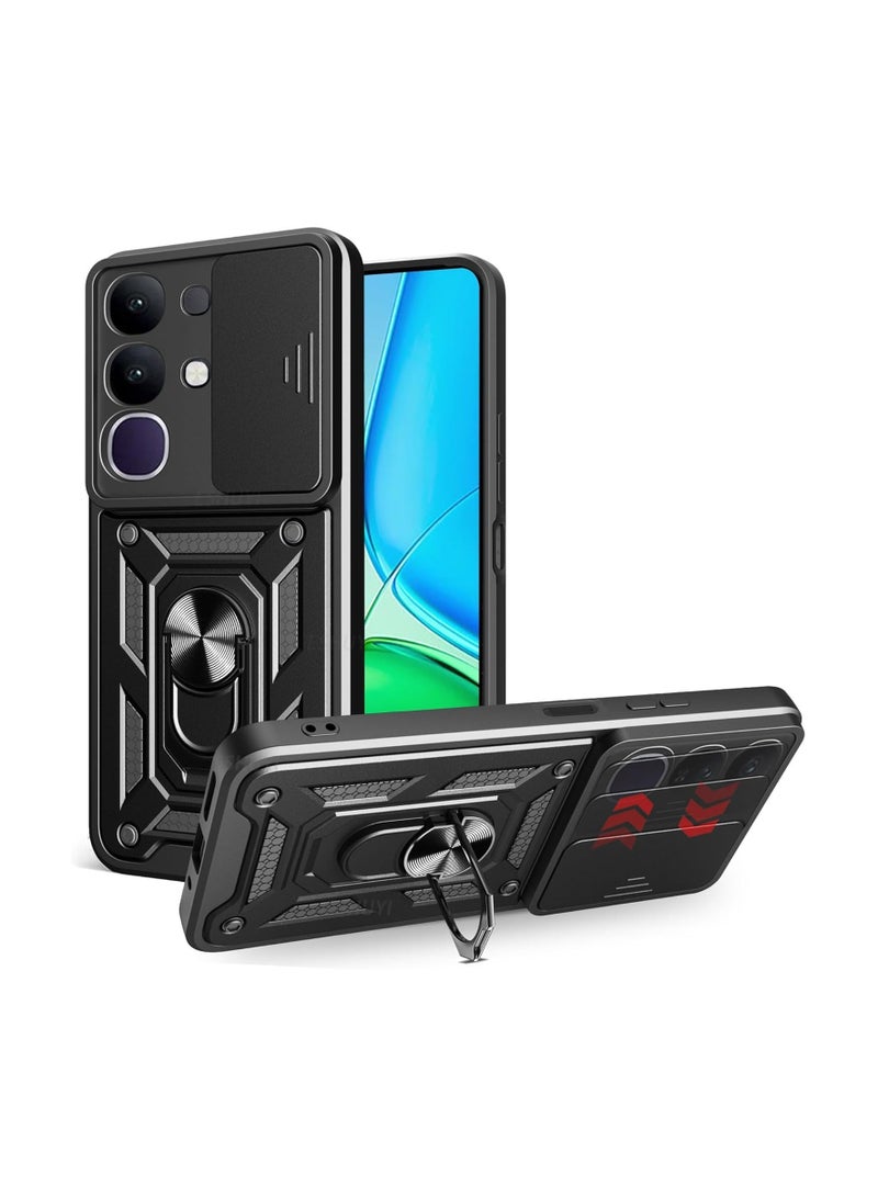 general Compatible VIVO Y29 4G Case with Sliding Camera Cover Heavy Duty Shock Resistant Magnetic Ring Mount Holder Case - Image 1