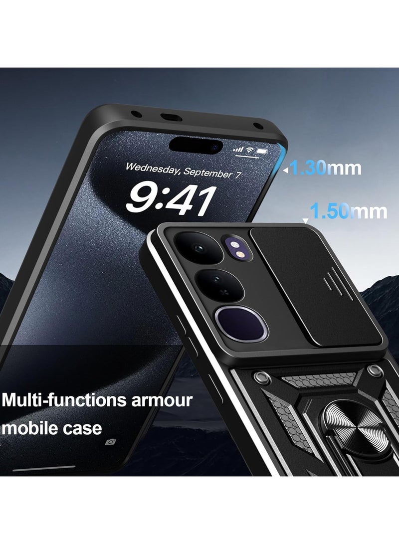 general Compatible VIVO Y29 4G Case with Sliding Camera Cover Heavy Duty Shock Resistant Magnetic Ring Mount Holder Case - Image 5