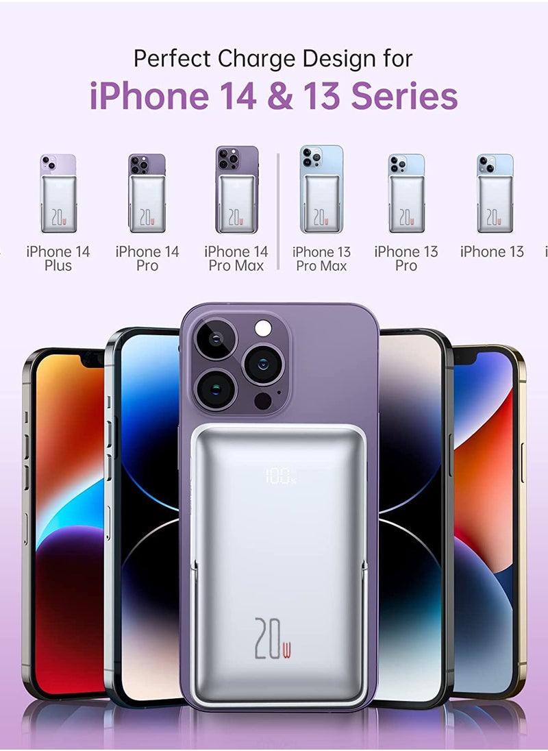 Rock Pow - Wireless Portable Charger 10000mAh Magnetic Fast Charging Power Bank PD 20W Mag-Safe Battery Pack with LED Display and Foldable Stand for iPhone14&13&12/Pro Max/Pro/Mini - Image 1