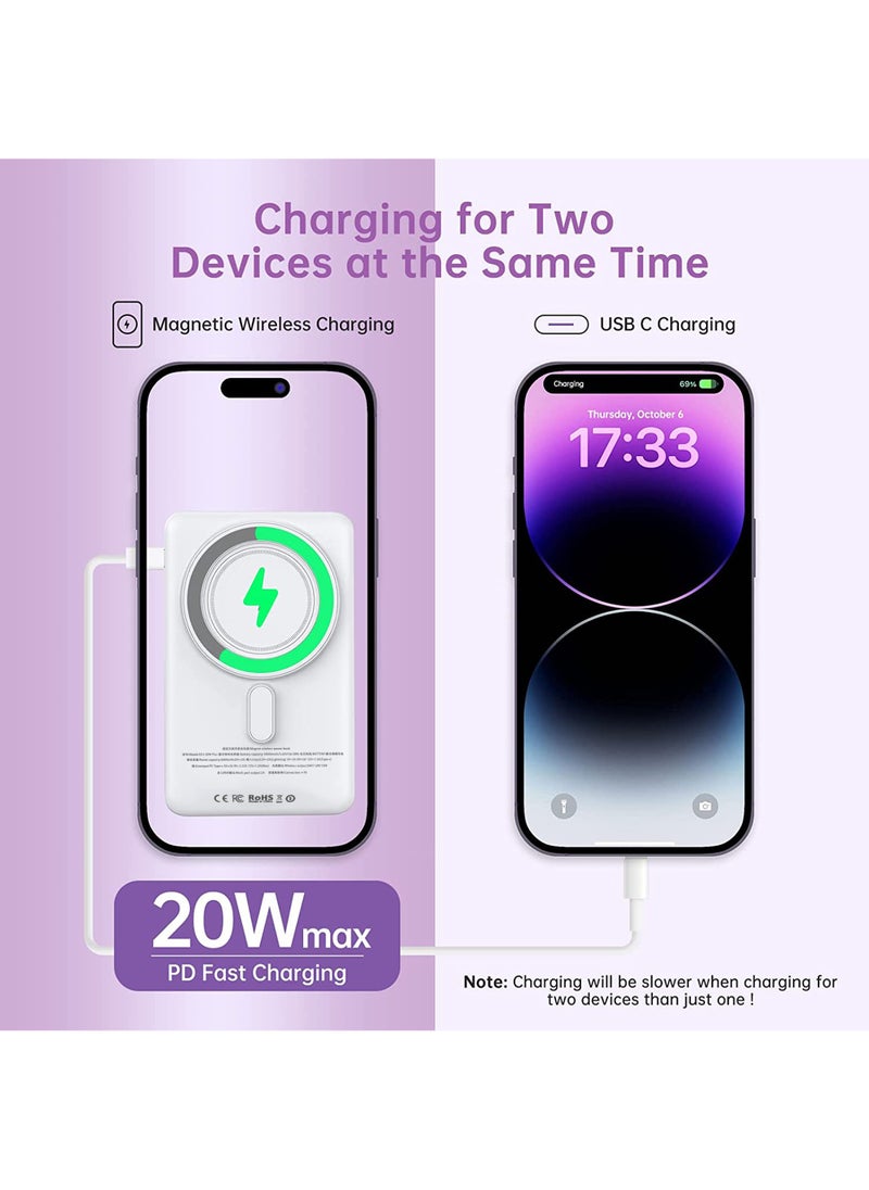 Rock Pow - Wireless Portable Charger 10000mAh Magnetic Fast Charging Power Bank PD 20W Mag-Safe Battery Pack with LED Display and Foldable Stand for iPhone14&13&12/Pro Max/Pro/Mini - Image 1