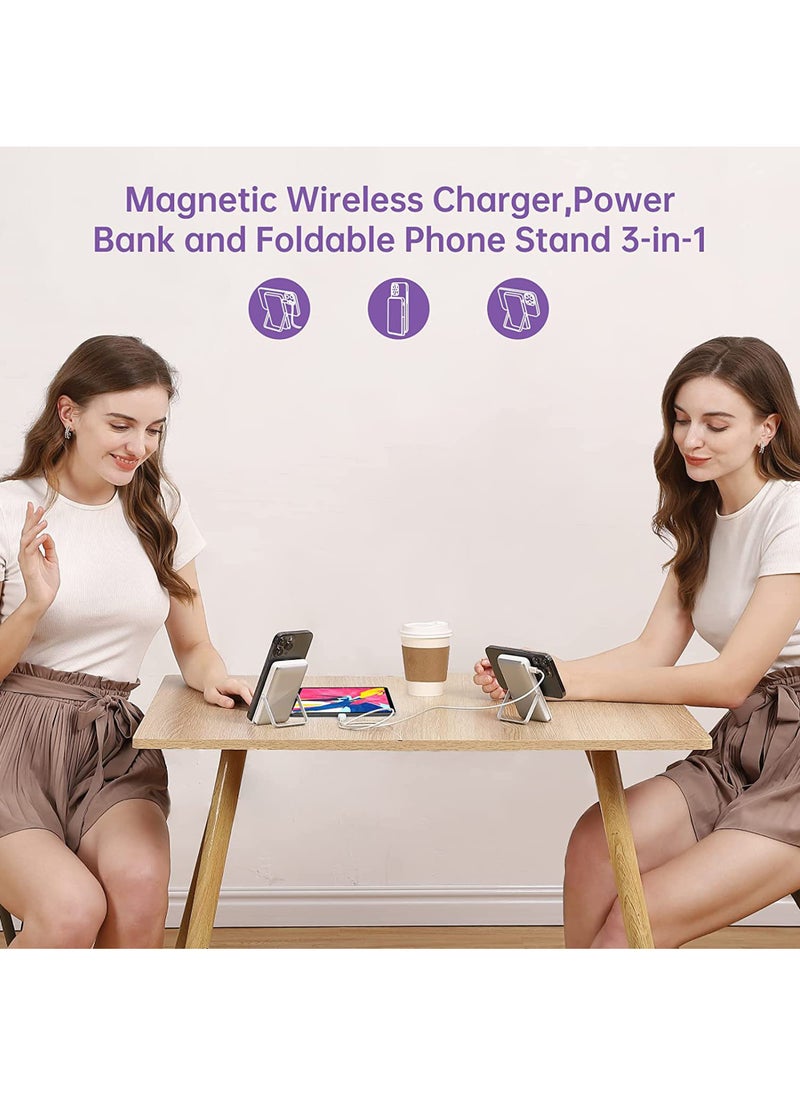 Rock Pow - Wireless Portable Charger 10000mAh Magnetic Fast Charging Power Bank PD 20W Mag-Safe Battery Pack with LED Display and Foldable Stand for iPhone14&13&12/Pro Max/Pro/Mini - Image 1