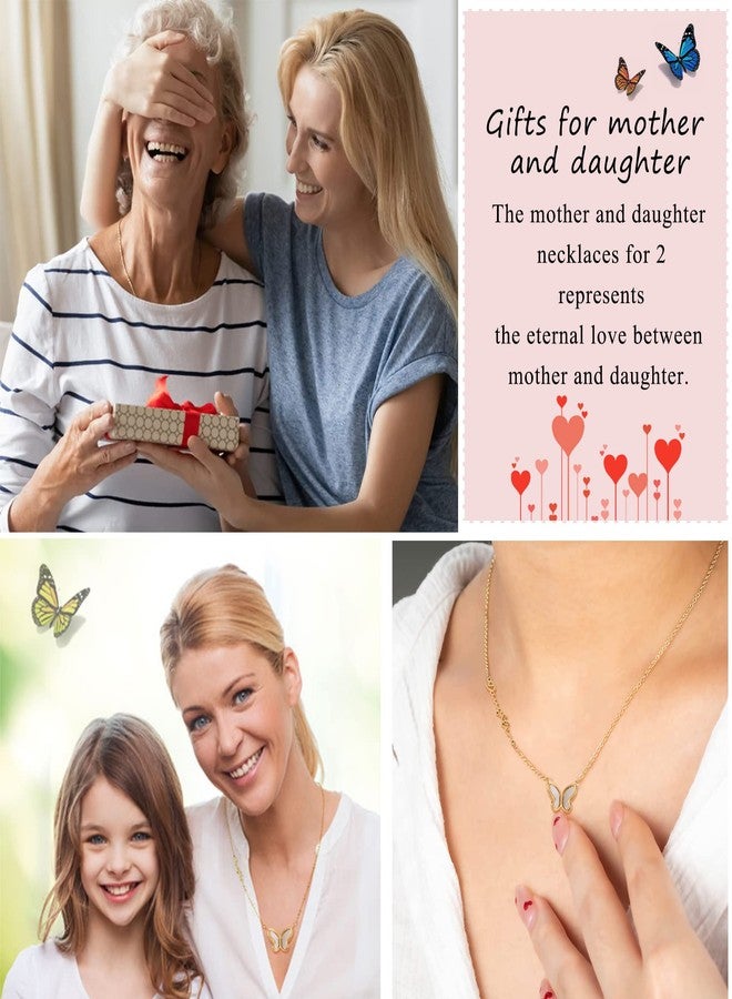 LParkin Butterfly Mother Daughter Necklace Set for 2 - Stainless Steel Matching Jewelry Gifts for Mom & Daughter, Mothers Day, Valentines Day, Birthday (Adjustable Chain, Gift Box) - Image 2