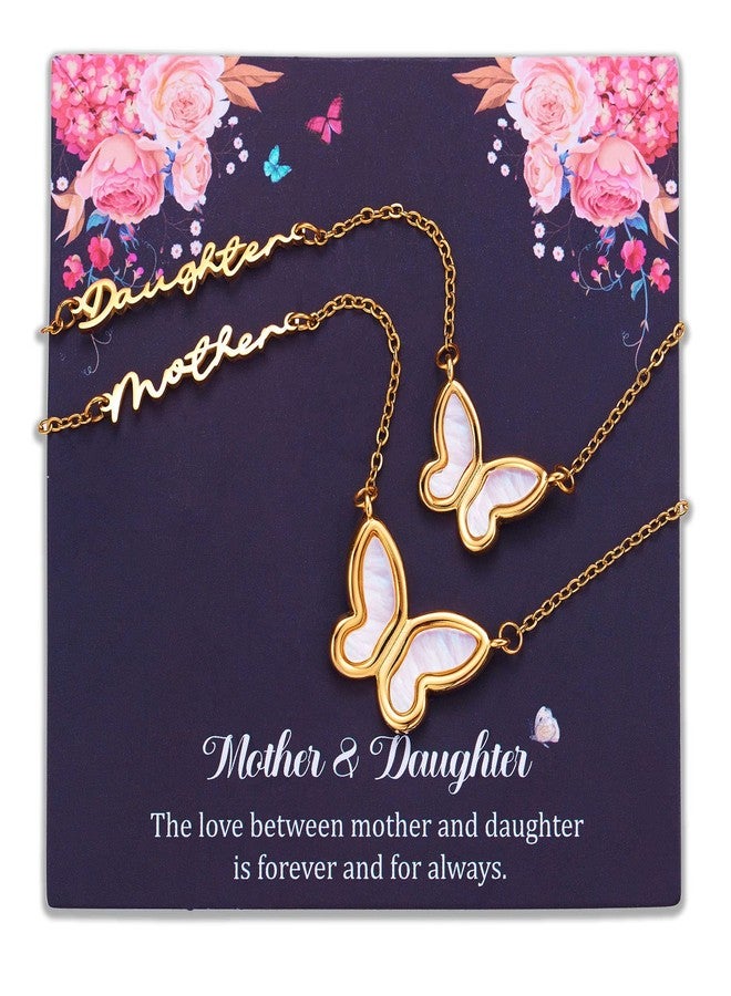 LParkin Butterfly Mother Daughter Necklace Set for 2 - Stainless Steel Matching Jewelry Gifts for Mom & Daughter, Mothers Day, Valentines Day, Birthday (Adjustable Chain, Gift Box) - Image 1