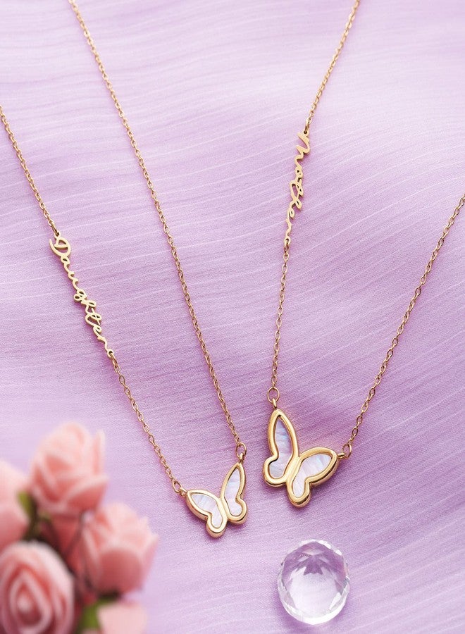 LParkin Butterfly Mother Daughter Necklace Set for 2 - Stainless Steel Matching Jewelry Gifts for Mom & Daughter, Mothers Day, Valentines Day, Birthday (Adjustable Chain, Gift Box) - Image 3