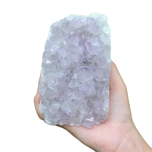 Authentic Amethyst Geode 1 Piece Geode 100 to 1kg Cluster Polished Edges light Purple Crystals Geode from India Includes Bonus 1Inch Quartz Wand 1pc Light Geode 1kg 8 cm  - Image 4