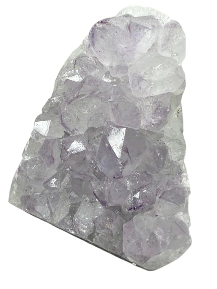 Authentic Amethyst Geode 1 Piece Geode 100 to 1kg Cluster Polished Edges light Purple Crystals Geode from India Includes Bonus 1Inch Quartz Wand 1pc Light Geode 1kg 8 cm  - Image 1