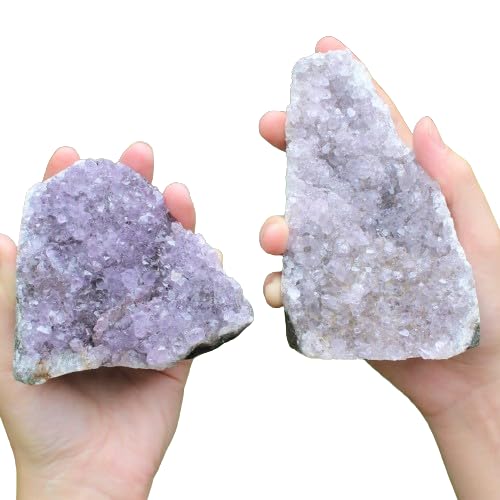 Authentic Amethyst Geode 1 Piece Geode 100 to 1kg Cluster Polished Edges light Purple Crystals Geode from India Includes Bonus 1Inch Quartz Wand 1pc Light Geode 1kg 8 cm  - Image 2