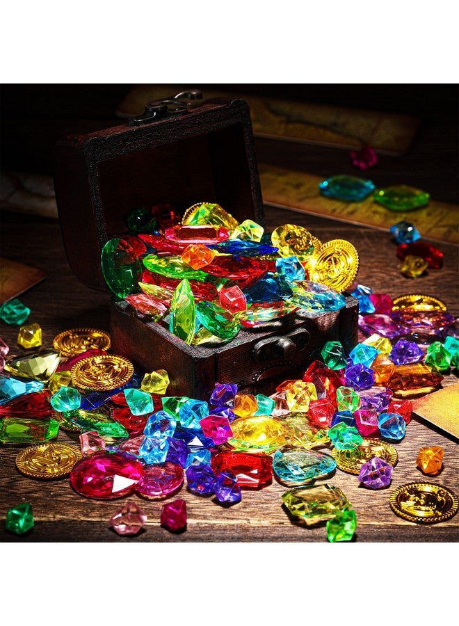 Gejoy 430 قطعة زينة حفلة القراصنة جواهر كنز القراصنة وقطع الشوكولاتة الذهبية مجموعة ألعاب مع حقيبة سحب لحفلة مغامرة القراصنة في الهالوين زينة حفلة القراصنة هدايا حفلة القراصنة - Image 4