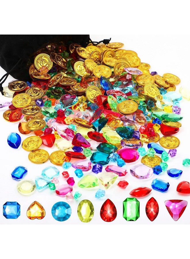 Gejoy 430 قطعة زينة حفلة القراصنة جواهر كنز القراصنة وقطع الشوكولاتة الذهبية مجموعة ألعاب مع حقيبة سحب لحفلة مغامرة القراصنة في الهالوين زينة حفلة القراصنة هدايا حفلة القراصنة - Image 2