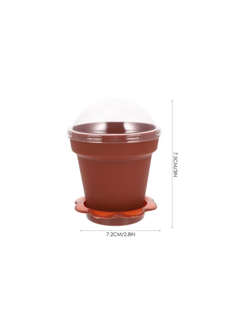 Generic 50Pcs Flower Pot Dessert Cups with Lids and Spoon, Creative Cake Cups with Base, Small Appetizer Cups for Yogurt Cupcake Jelly  - Image 3