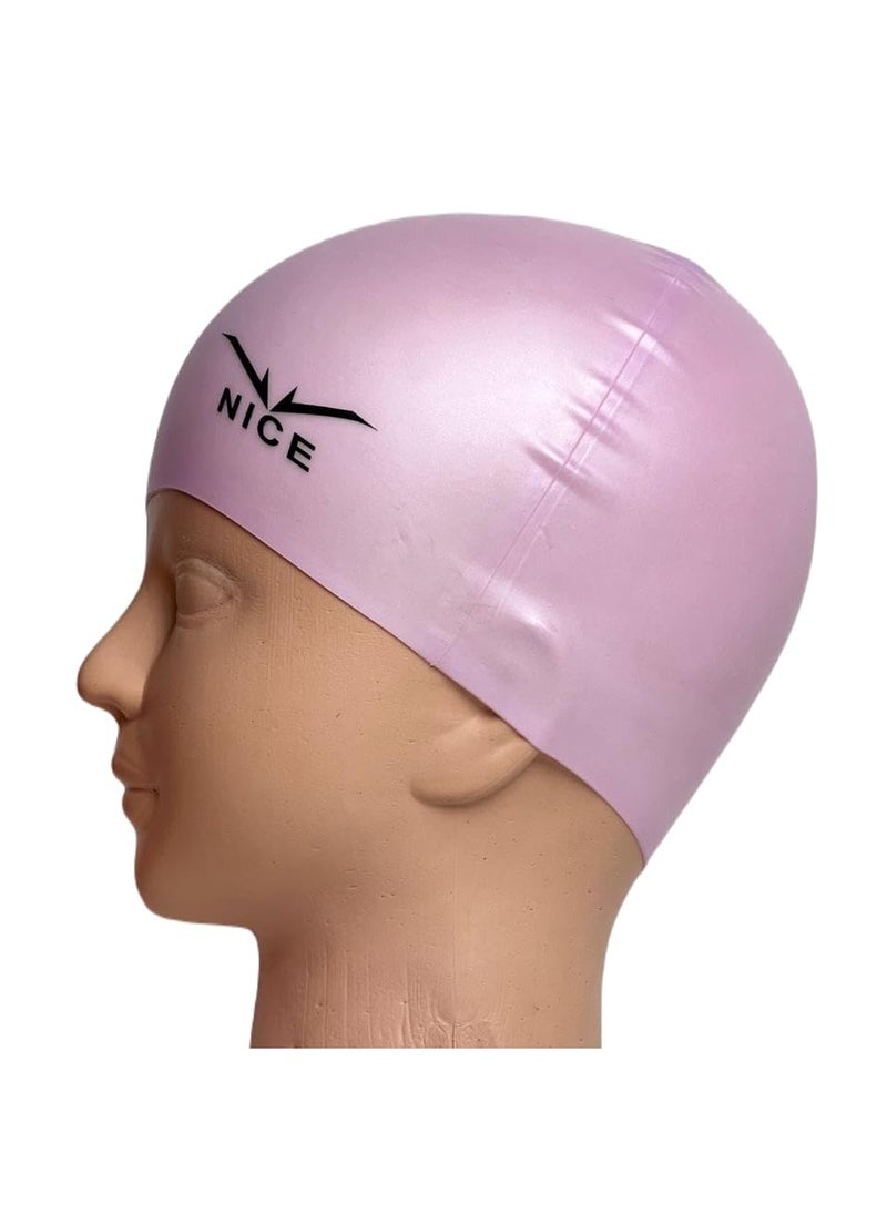 NICE Go Swim Kids Swim Cap by Qshop®️, Durable Silicone Swim Cap for Toddler Boys and Girls, Waterproof Swim Caps, Comfortable Kids Swim Caps with Simple Design for Long and Short Hair, Ponytail  - Image 2