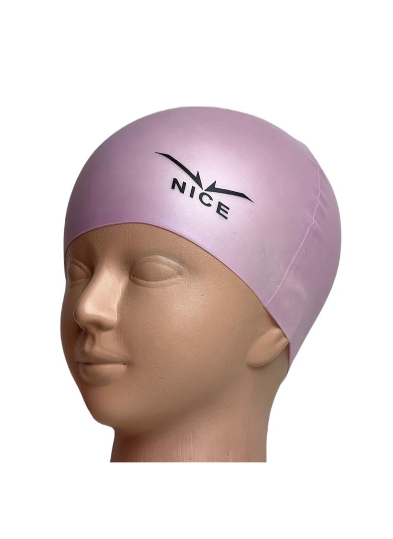 NICE Go Swim Kids Swim Cap by Qshop®️, Durable Silicone Swim Cap for Toddler Boys and Girls, Waterproof Swim Caps, Comfortable Kids Swim Caps with Simple Design for Long and Short Hair, Ponytail  - Image 1