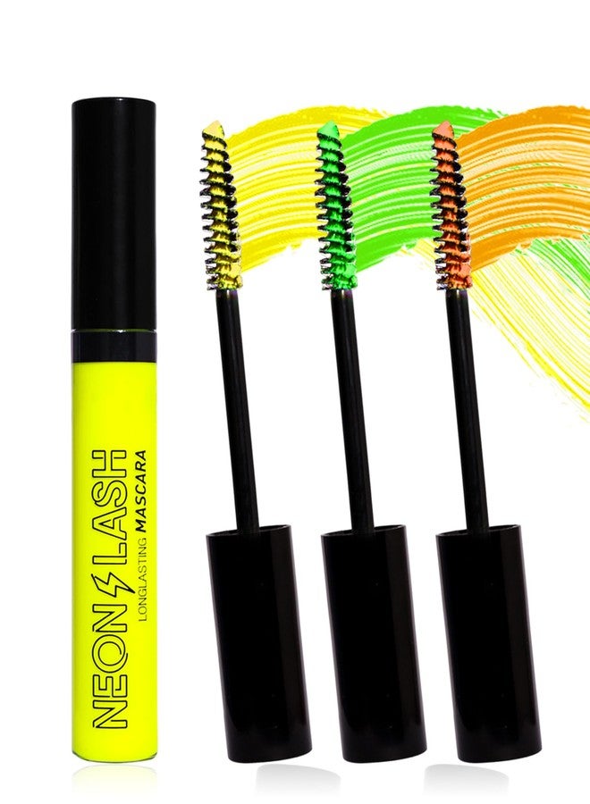 LYSdefeu UV Glow Colored Mascara Volume and Length-3 Pcs Yellow Green Orange Longlasting Waterproof Mascara for Eyelashes, Fast Dry Curling Rimel de pestañas,for Women Halloween Party, Stage,Clubbing Makeup - Image 1
