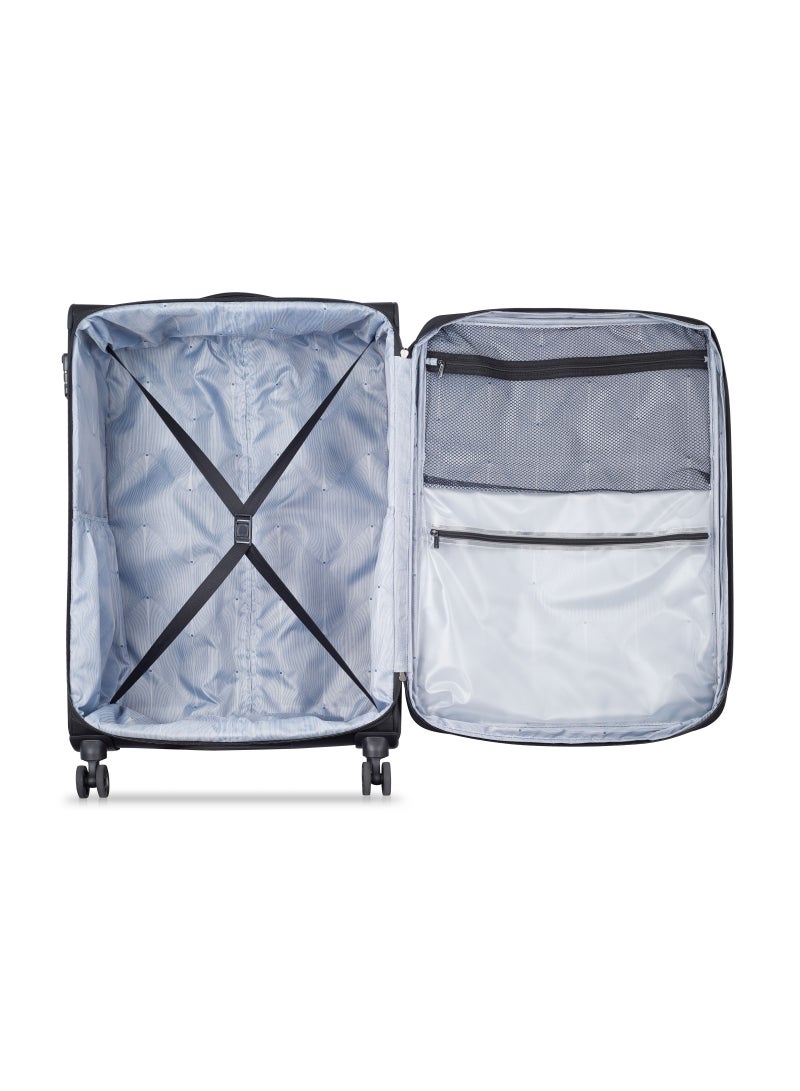 Optimax lite Expendable Double Wheel Check-in Luggage Trolley  Suitcase 70cm, 75L, 3.37kg - Medium - black