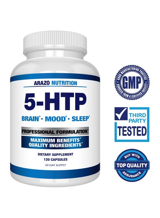 Arazo Nutrition 5-HTP 200 MG Plus Calcium for Mood, Sleep - Supports Calm and Relaxed Mood - 99% High Purity - 120 Capsules - Arazo Nutrition - Image 2