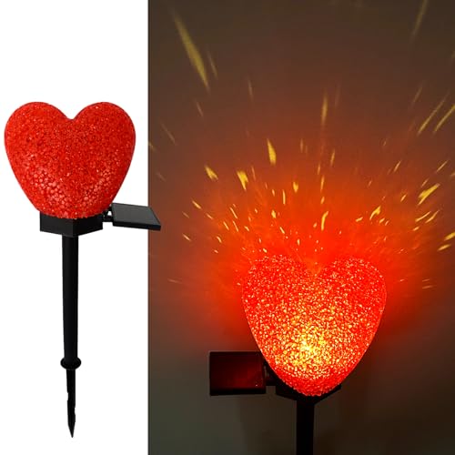 LAIAMER Valentines Day Solar Heart Lights Outdoor, 2Pcs Waterproof Solar Valentines Day Decorations Red Heart Nano-Lights Outside Valentine Lights for Yard Cemetery Grave Garden Walkway - Image 1