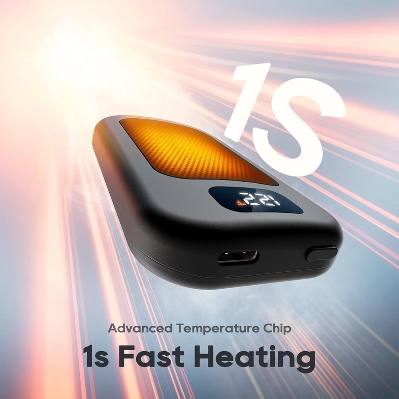 Hotdot AI Hand Warmers Rechargeable 2 Pack, 3 Heat Levels (104â€“121Â°F), Real-Time Temp & Battery Display, Electric Hand Warmers, Fast Heating, Fits in Gloves/Pocket, Gifts for Women & Men - Image 4