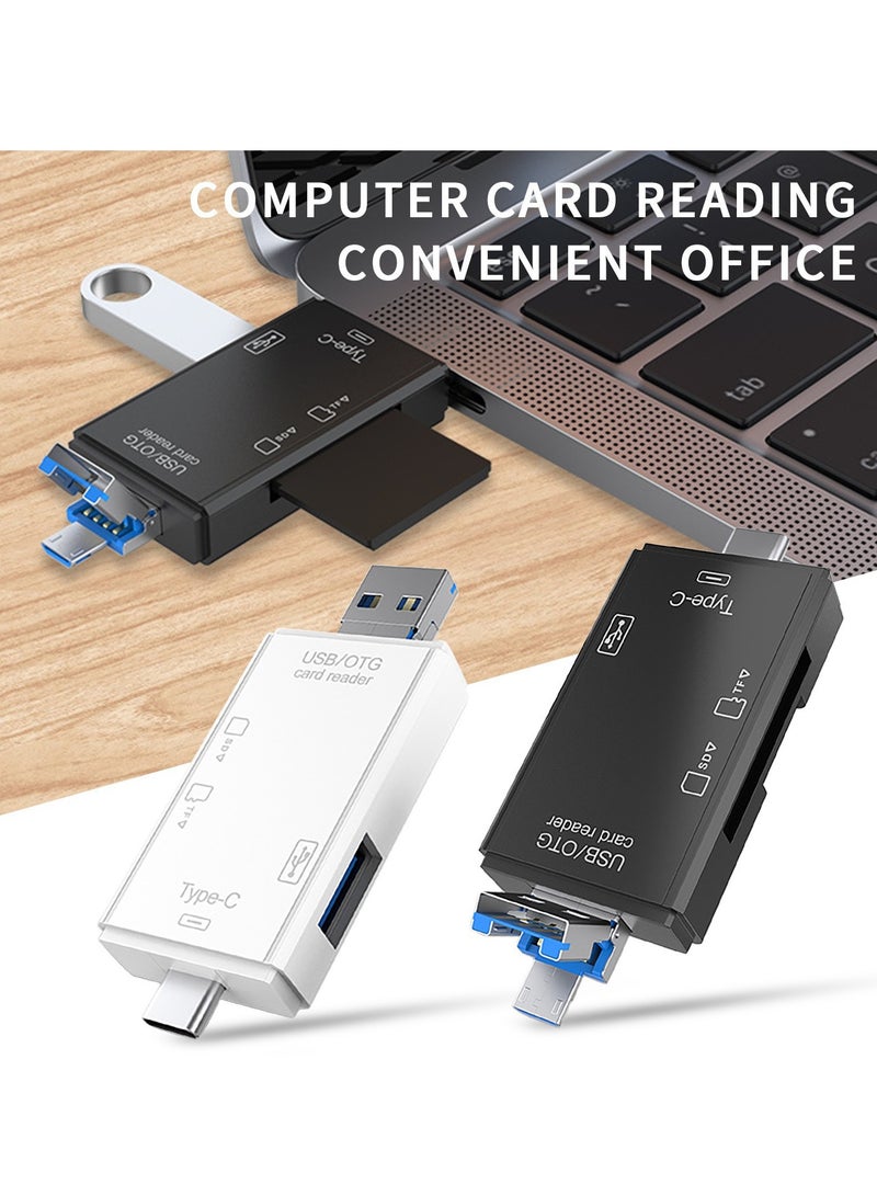 SD Card Reader USB C 6-in-1 OTG Storage Adapter Connector USB 2.0 USB C Micro USB Support SD/MicroSD/SDXC/SDHC/MMC/RS-MMC/UHS-I Compatible with Mobile Phones Laptops etc.  - Image 2