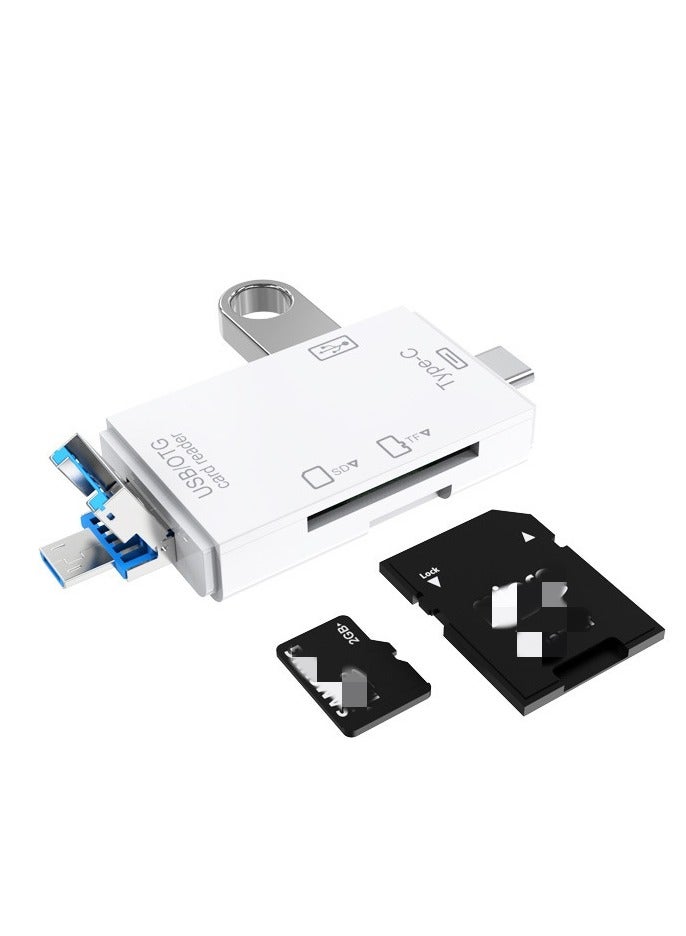 SD Card Reader USB C 6-in-1 OTG Storage Adapter Connector USB 2.0 USB C Micro USB Support SD/MicroSD/SDXC/SDHC/MMC/RS-MMC/UHS-I Compatible with Mobile Phones Laptops etc.  - Image 3