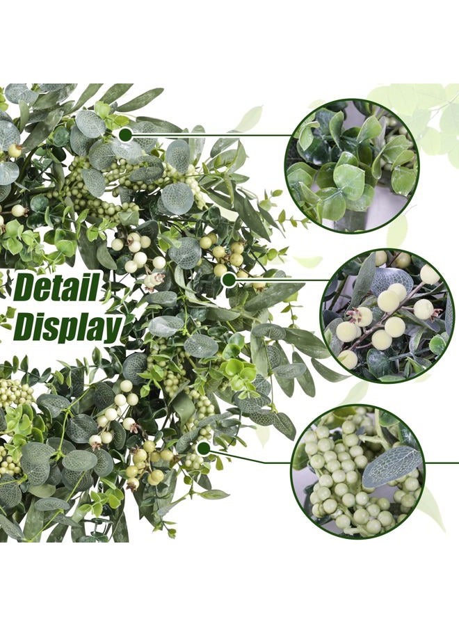 Montekin 22" Eucalyptus Wreath with Berries and Olive Leaves, Artificial Green Wreath for All Season, Spring Summer Fall Winter Front Door Porch Home Wall Wedding Farmhouse Holiday Outdoor Indoor Décor - Image 2