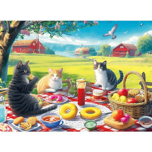 WSCXSC Jigsaw Puzzles 500 Pieces for Adults Adult Puzzles Cat Puzzle Games Pieces Fit Together Perfectly Difficult Puzzles for Adult Elderly Challenging 205 15IN - Image 1