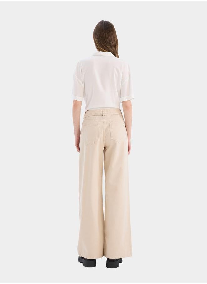 DeFacto DeFacto Beige Wide Leg Pant  - Image 5