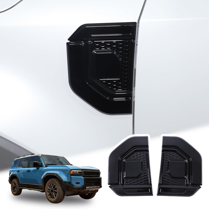 LLKUANG Car Fender Air Vent Trim Sticker Compatible with Toyota Land Cruiser Prado 250 J250 LC250 Lexus 2024 2025Car Side Vent Cover Hood Intake Bezel TrimSide Scoop Hood Sticker Car Exterior Accessories