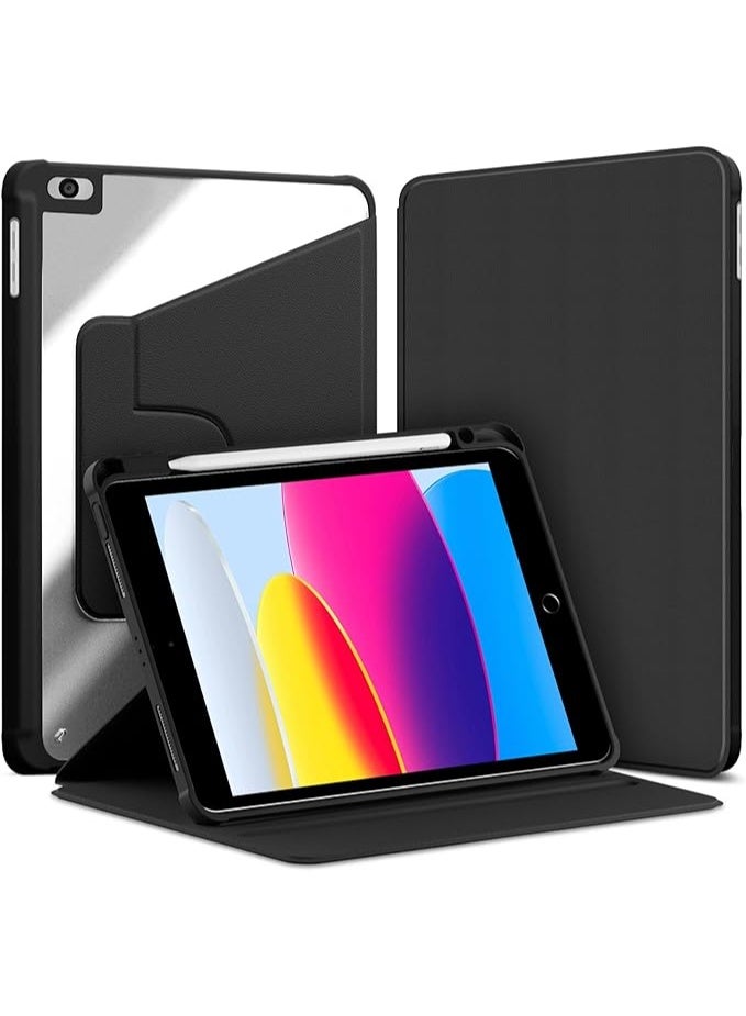 بوينوس جراب حماية دوار لجهاز اي باد 9.7 بوصة الجيل السادس والجيل الخامس واي باد اير 2 واي باد اير مع حامل قلم وحامل دوار 360 درجة، جراب حماية شفاف قابلة للطي لاي باد 9.7 بوصة إصدار 2018 2017 - Image 1