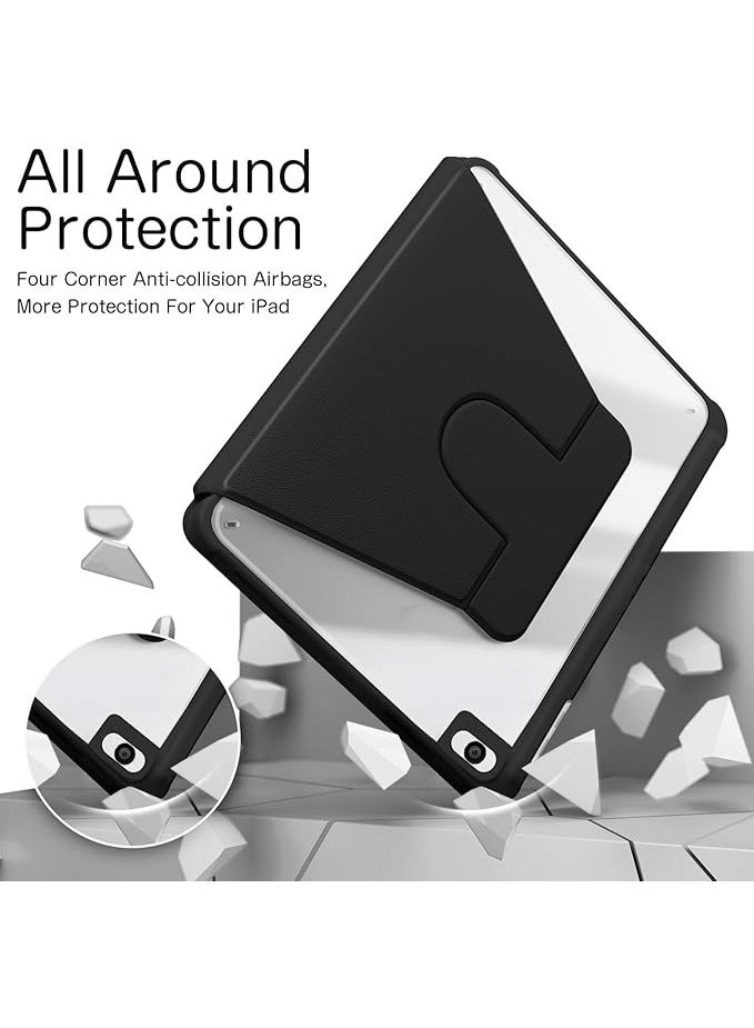 بوينوس جراب حماية دوار لجهاز اي باد 9.7 بوصة الجيل السادس والجيل الخامس واي باد اير 2 واي باد اير مع حامل قلم وحامل دوار 360 درجة، جراب حماية شفاف قابلة للطي لاي باد 9.7 بوصة إصدار 2018 2017 - Image 2