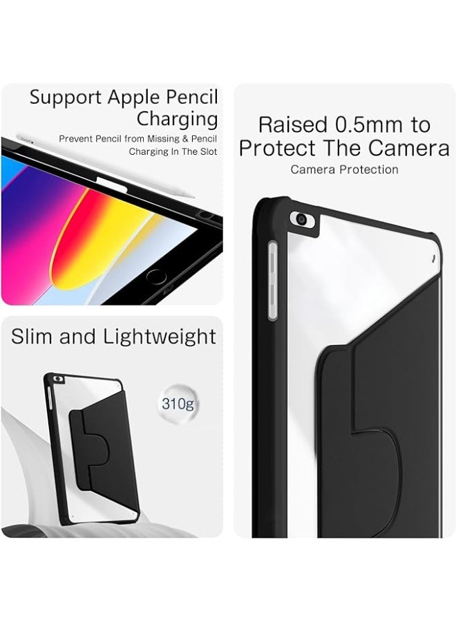 بوينوس جراب حماية دوار لجهاز اي باد 9.7 بوصة الجيل السادس والجيل الخامس واي باد اير 2 واي باد اير مع حامل قلم وحامل دوار 360 درجة، جراب حماية شفاف قابلة للطي لاي باد 9.7 بوصة إصدار 2018 2017 - Image 3