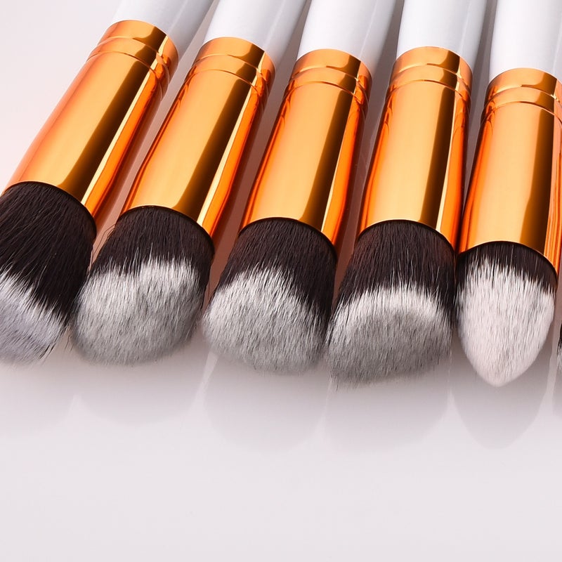 Sale 10 Pcs 5 Big 5 Small Makeup Brushes Suit Loose Powder Brush Blush Brush Foundation Brush Portable Beauty Tools - Image 4