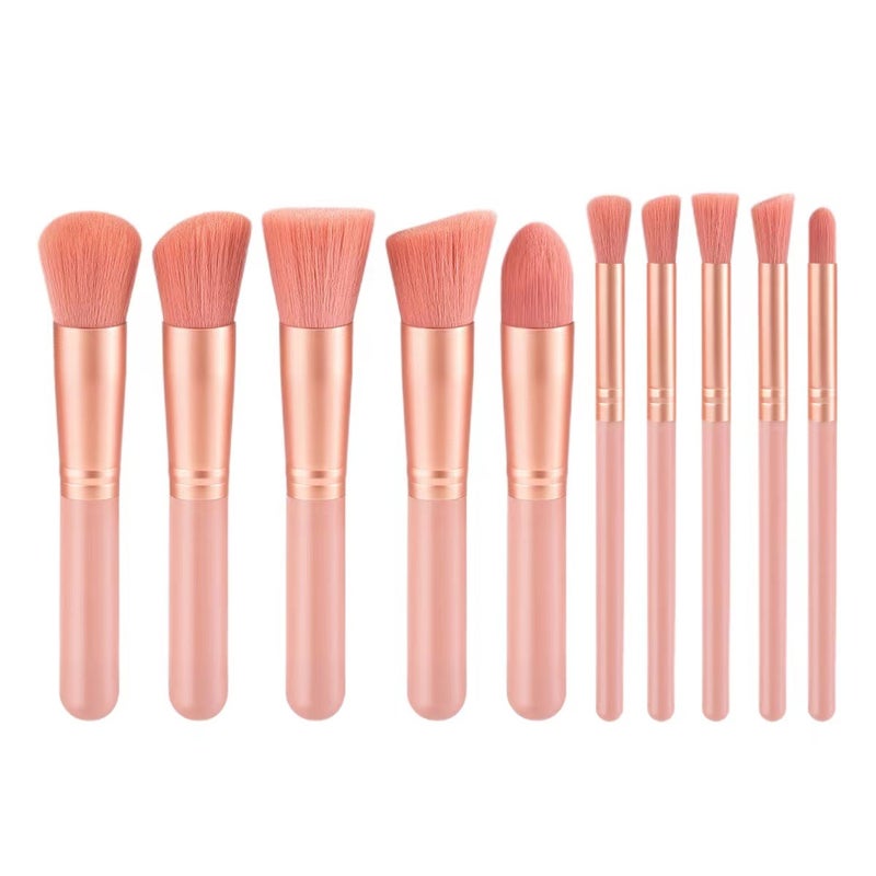 Sale 10 Pcs 5 Big 5 Small Makeup Brushes Suit Loose Powder Brush Blush Brush Foundation Brush Portable Beauty Tools - Image 1
