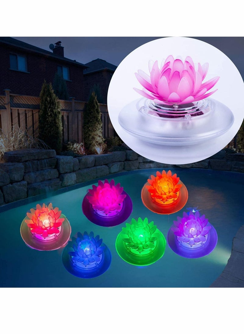 Y&D Solar Pond Lights, Lotus Floating Pool Led 7 Color Changing Waterproof Submersible Night Lights Decor for Swimming Pond, Courtyard Landscape (1 PCS)  - Image 1