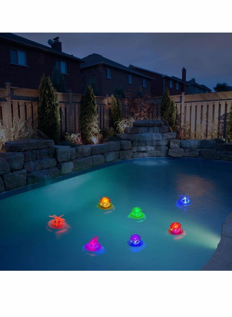 Y&D Solar Pond Lights, Lotus Floating Pool Led 7 Color Changing Waterproof Submersible Night Lights Decor for Swimming Pond, Courtyard Landscape (1 PCS)  - Image 4
