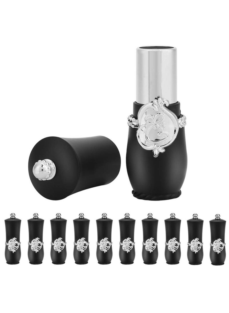 Empty Lipstick Tube, 10 Pcs Royal Style DIY Lipstick Empty Container Self-made Lipstick Mold Lip Balm Tubes (Black) - Image 3