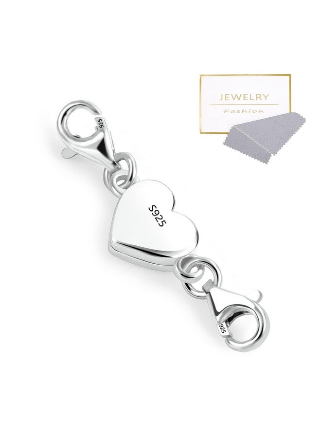 ALEXCRAFT 925 Sterling Silver Heart Magnetic Jewelry Clasps Magnetic Necklace Clasps and Closures Sterling Silver Double Bracelet Necklace Lobster Clasp - Image 1